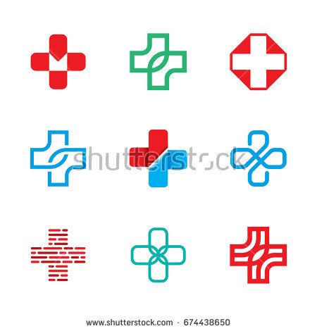 450x470 Medical Cross Logo Design Template Set Isolated Plus Icon Symbols
