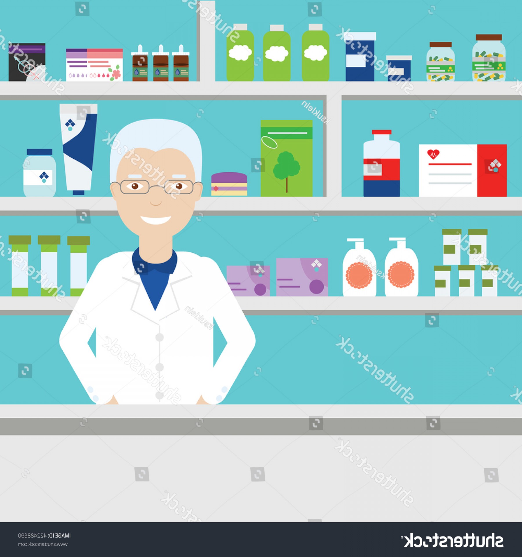 Рисунок фармацевта в аптеке