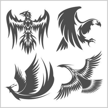 450x450 Flying Eagle, Peacock And Pheasant Vector For Heraldic Or Tattoo