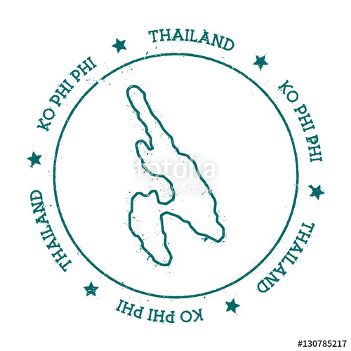 500x500 Ko Phi Phi Vector Map Distressed Travel Stamp With Text Wrapped