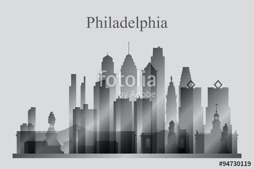 500x334 Philadelphia City Skyline Silhouette In Grayscale Stock Image