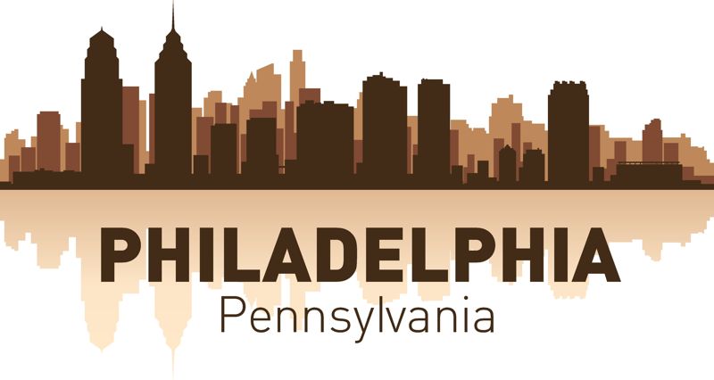 800x426 Philadelphia Skyline City Silhouette Vector Graphic Design Vector