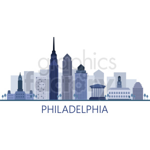 300x300 Philadelphia City Skyline Vector With Label Clipart Royalty Free