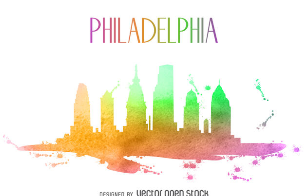 632x403 Philadelphia Watercolor Skyline Silhouette Free Vector Download
