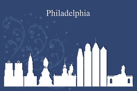 450x300 Philadelphia City Skyline Silhouette On Blue Background, Vector