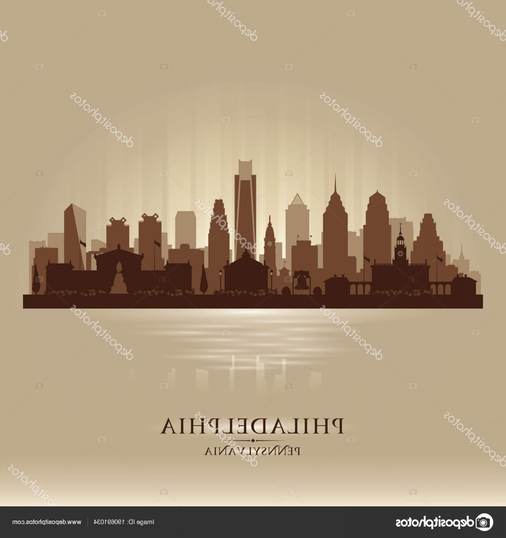 1920x2040 Stock Illustration Philadelphia Pennsylvania City Skyline Vector