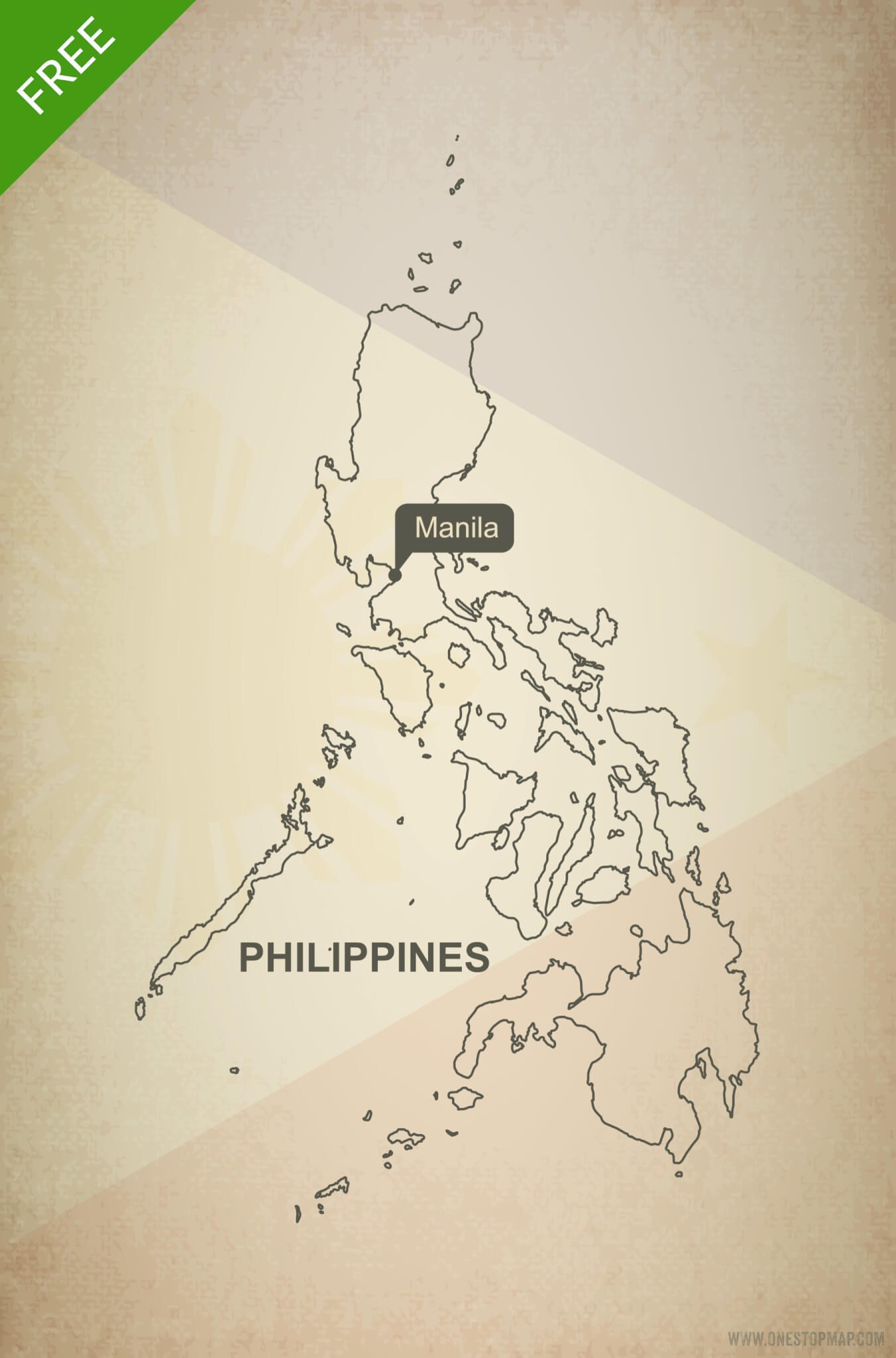 1352x2048 Free Vector Map Of Philippines Outline One Stop Map