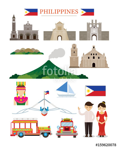 400x500 Philippines Landmarks Architecture Building Object Set Stock