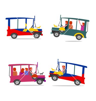 380x400 Philippine Jeep Cartoon Vector