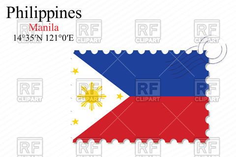 480x320 Postage Stamp With Flag Of Philippines Vector Image Of Signs