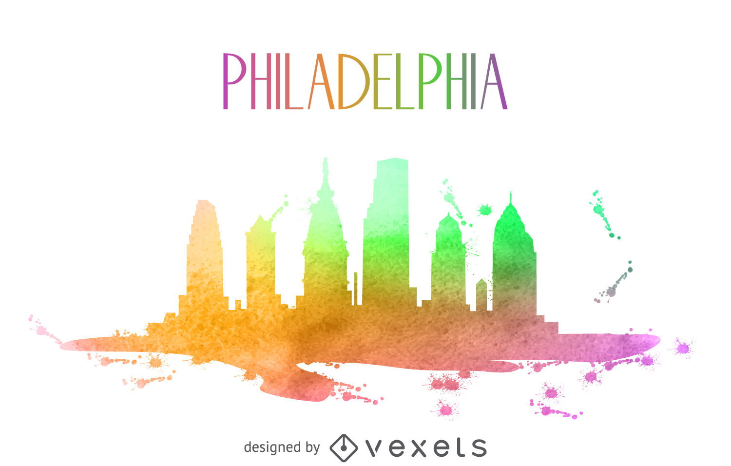 1500x956 Philadelphia Skyline Illustration