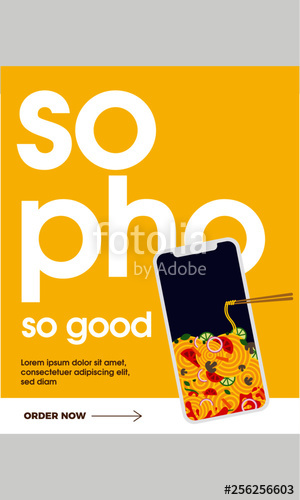 300x500 Vector Illustration Of Noodle Phone Pho Delivery Concept Chinese