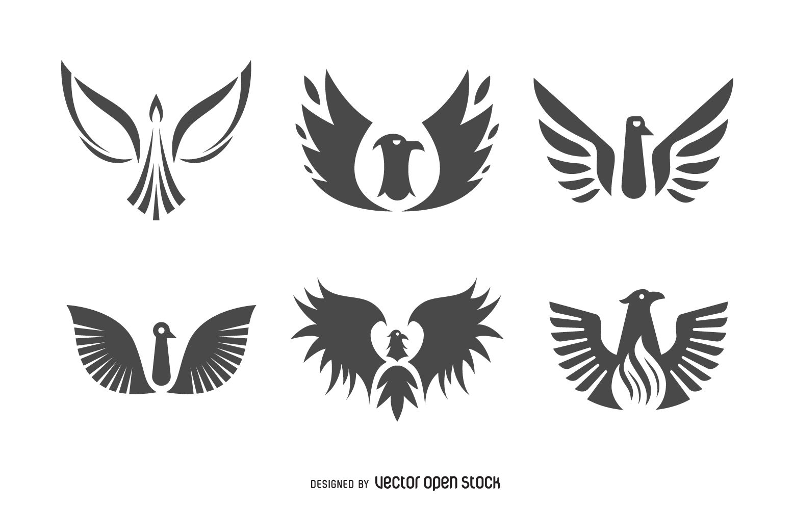 Flat Phoenix Bird Logo Set 1557x990 Flat Phoenix Bird Logo Set