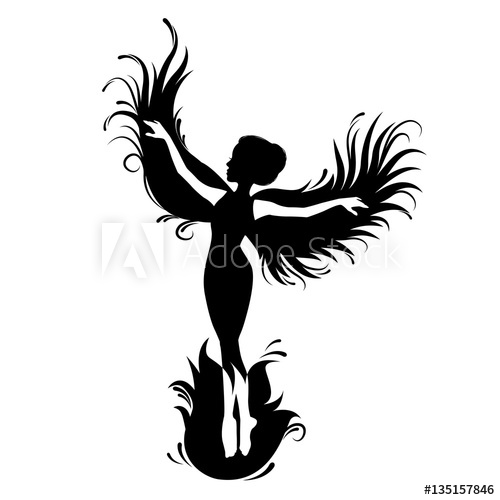 Black Silhouette Of Woman Phoenix Bird Red Fenix Symbol 500x500 Black Silhouette Of Woman Phoenix Bird Red Fenix Symbol