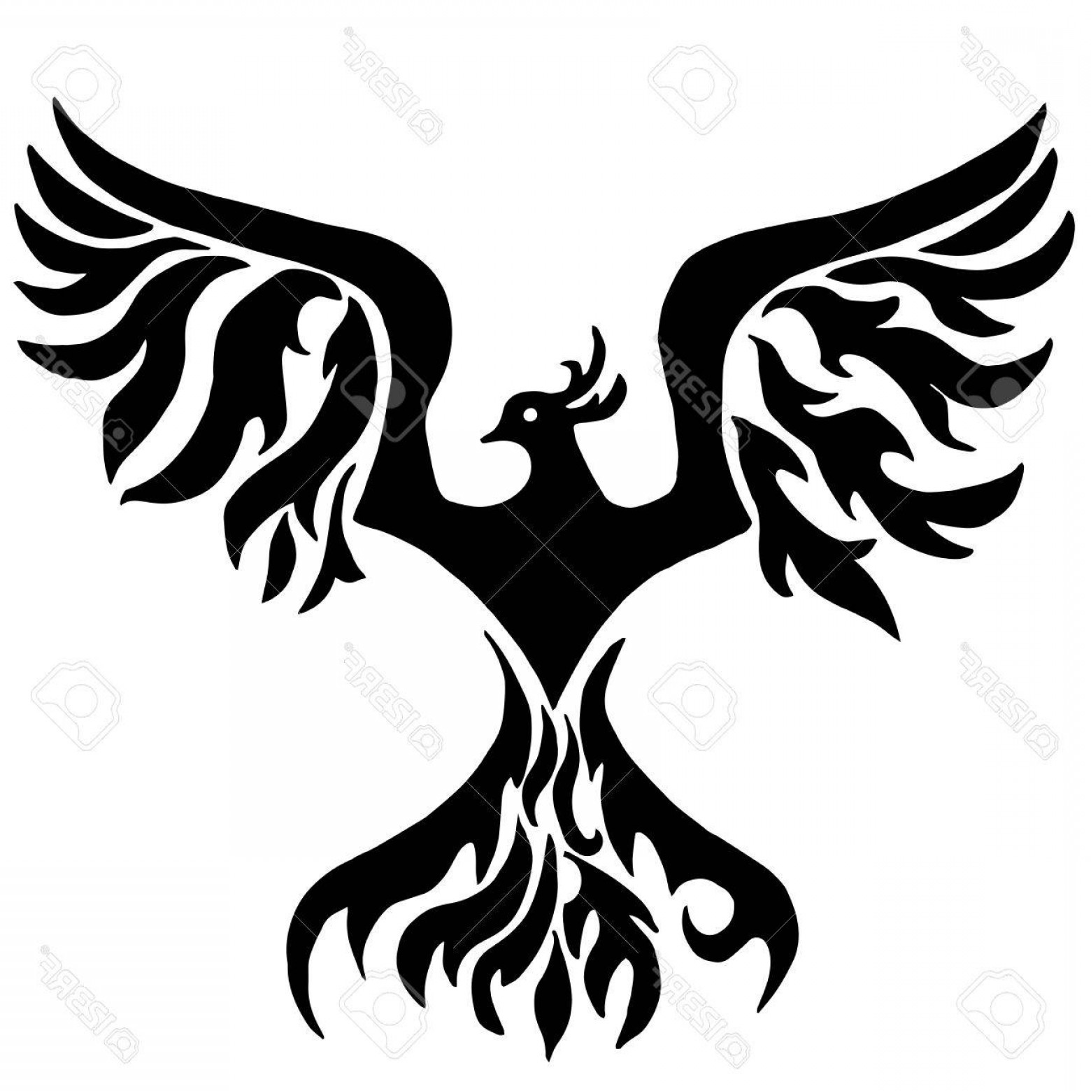 Photostock Vector Magic Bird Phoenix For Coloring Or Tattoo 1560x1560 Photostock Vector Magic Bird Phoenix For Coloring Or Tattoo