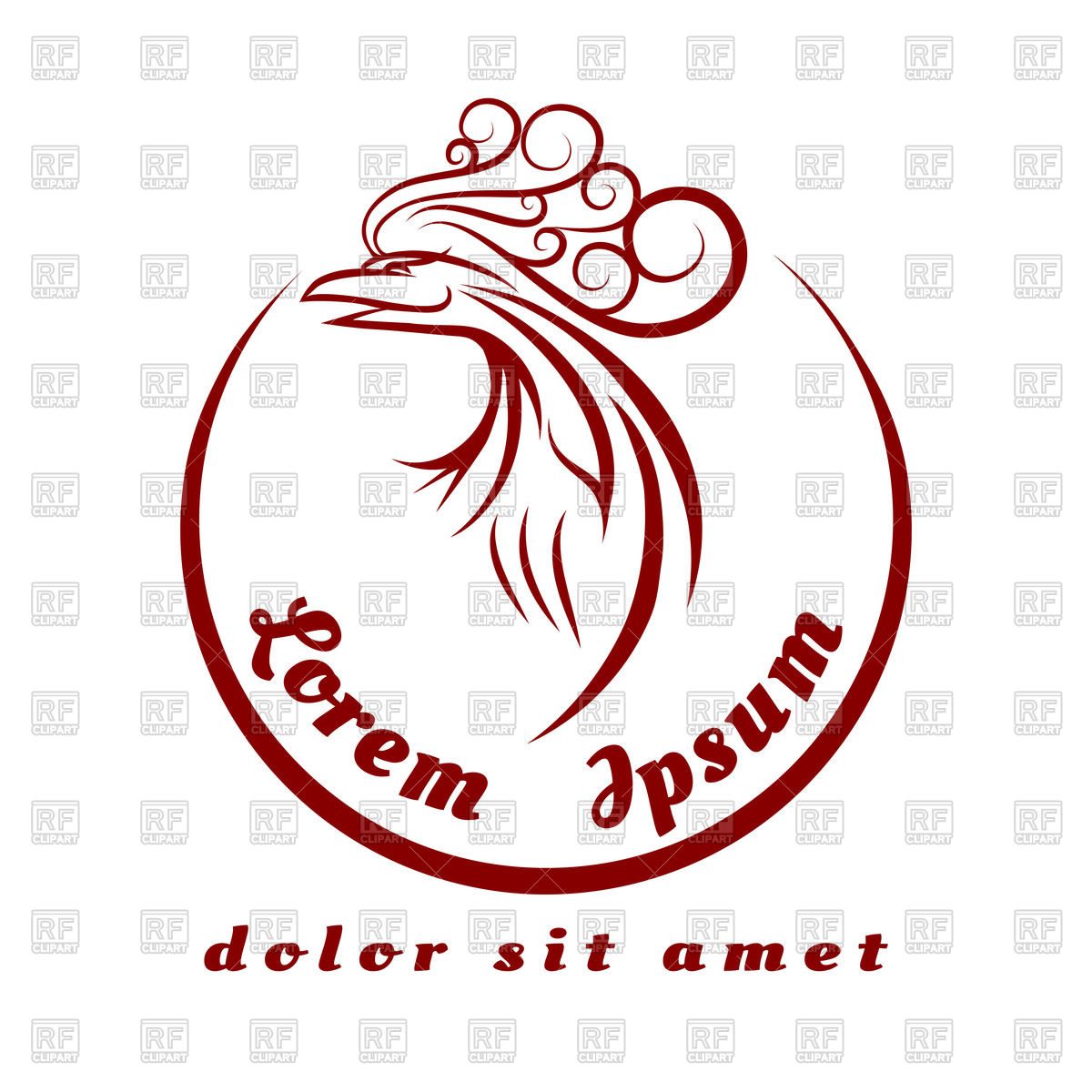 1200x1200 Emblem With Stylized Contour Of Head Of Phoenix Vector Image