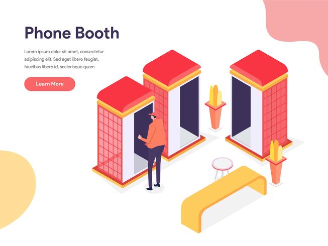653x490 Phone Booth Illustration Concept Isometric Design Concept Of Web
