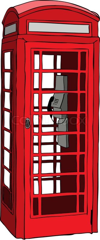 334x800 British Red Phone Booth Stock Vector Colourbox