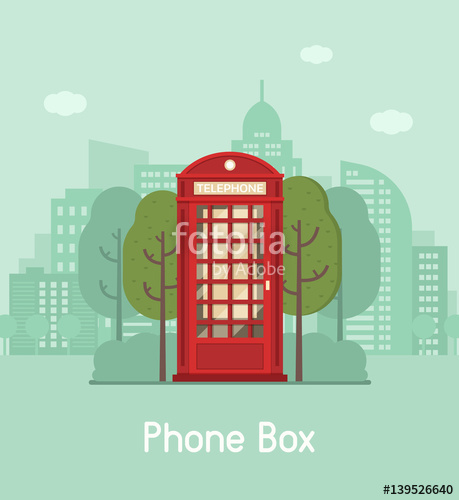 459x500 Red Phone Booth Vector Illustration Classic Phonebox On Modern