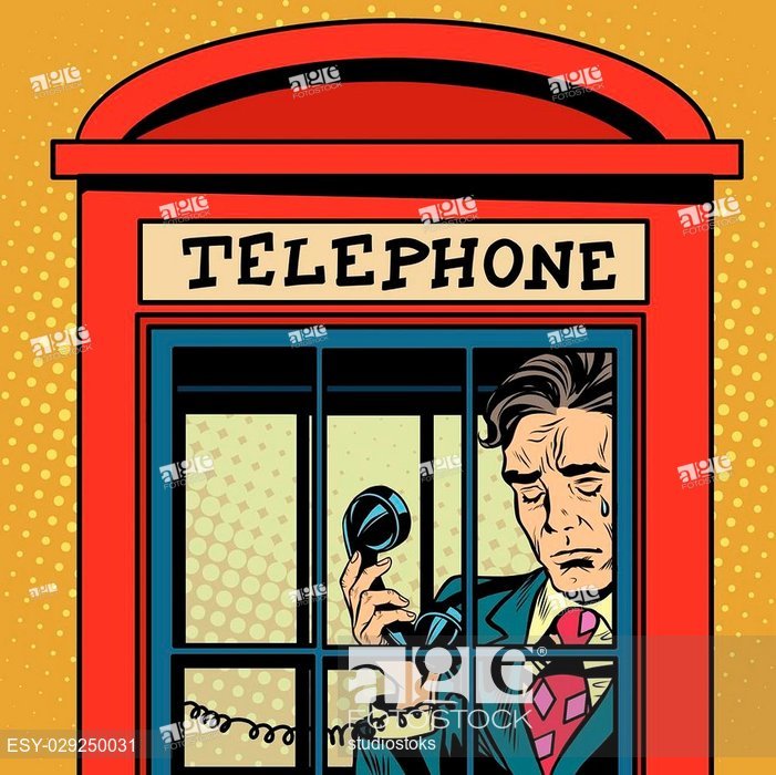 701x700 Retro Man Crying In A Phone Booth Pop Art Retro Vector The Love