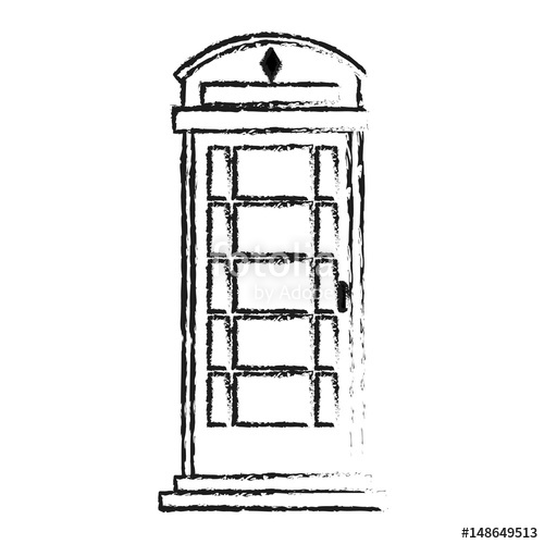 500x500 Blurred Silhouette London Phone Booth Vector Illustration Stock