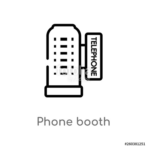 500x500 Outline Phone Booth Vector Icon Isolated Black Simple Line