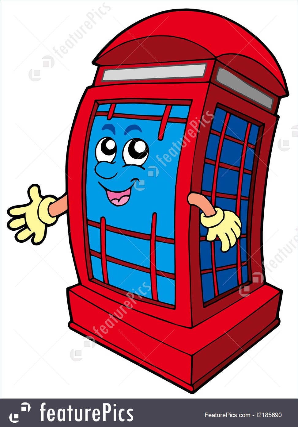 973x1392 English Red Phone Booth Illustration