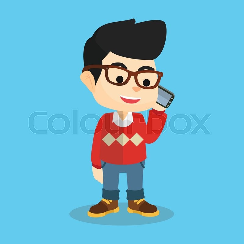 800x800 Boy Make A Phone Call Stock Vector Colourbox