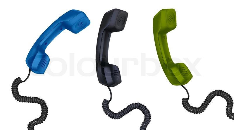 800x444 Three Telephone Receivers With Cables Stock Vector Colourbox