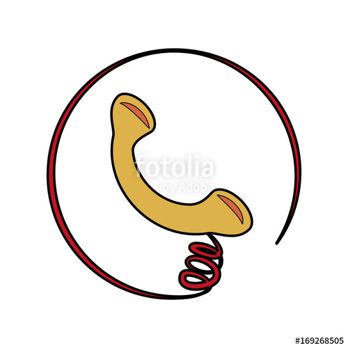 500x500 Phone And Cord Emblem Icon Image Vector Illustration Design