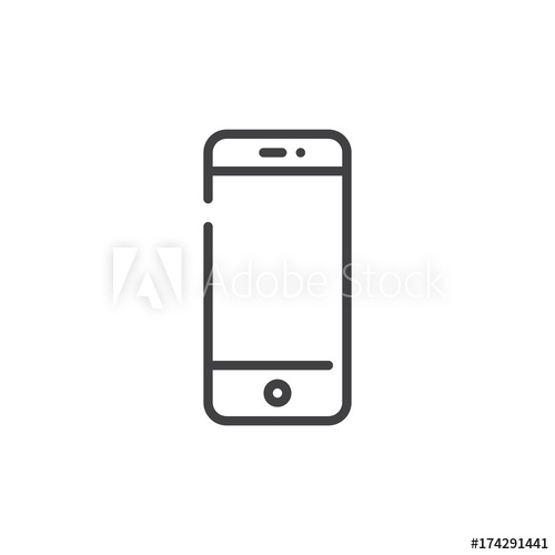 500x500 Mobile Phone Or Smartphone Line Icon, Outline Vector Sign, Linear