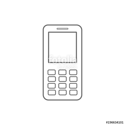 500x500 Mobile Phone With Buttons Outline Vector Icon Stock Image
