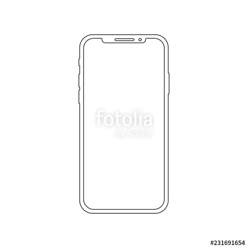 500x500 Smartphone Outline Vector Icon Of Mobile Smart Phone Screen