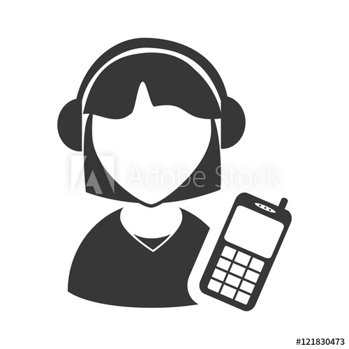 500x500 Avatar Woman Online Support Call Center With Mobile Phone Icon