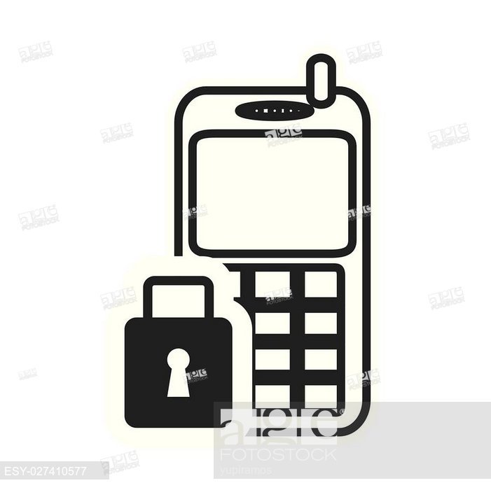 701x700 Retro Mobile Phone Device With Security Lock Icon Silhouette