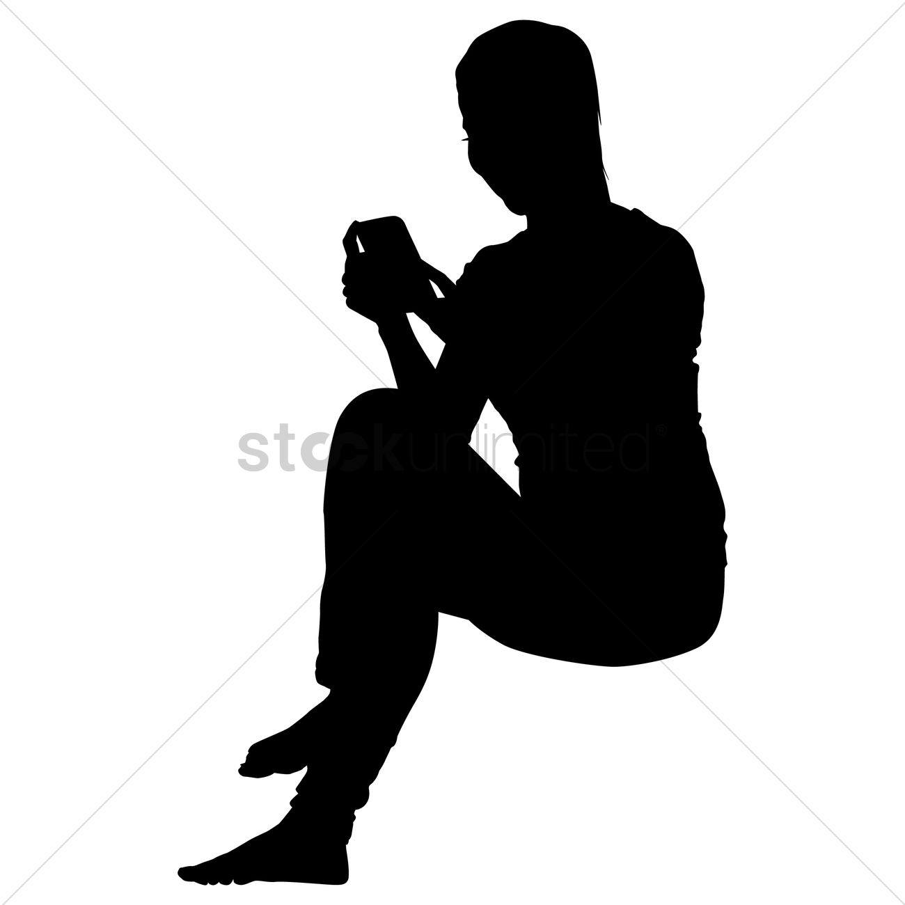 1300x1300 Businesswoman Sitting While Using Her Phone Silhouette Vector