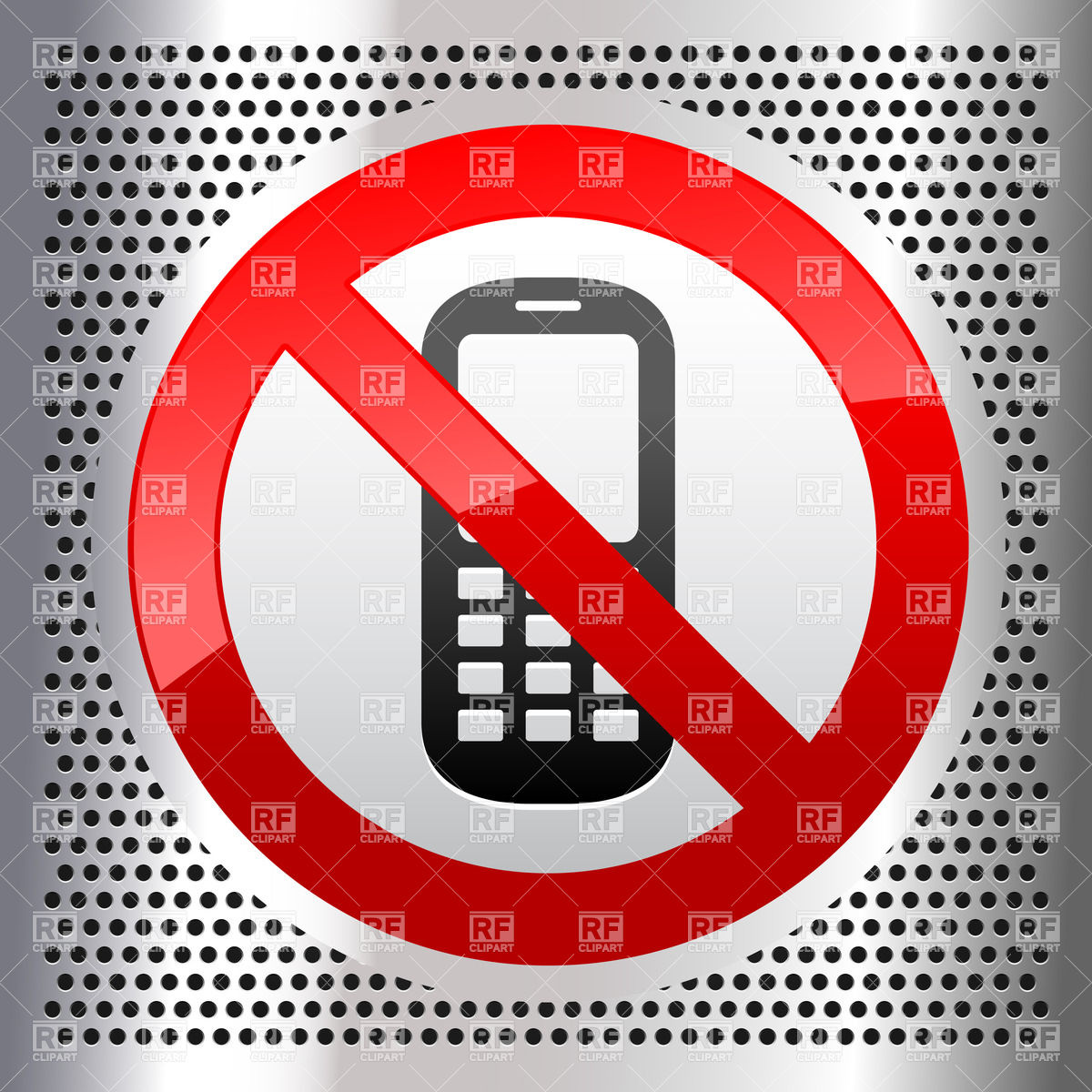 No Mobile Phone Symbol On A Metallic Perforated Sheet Vector Image 1200x1200 No Mobile Phone Symbol On A Metallic Perforated Sheet Vector Image