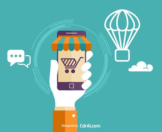 550x448 Hand Holding A Mobile Phone, Vector E Shopping Concept Free