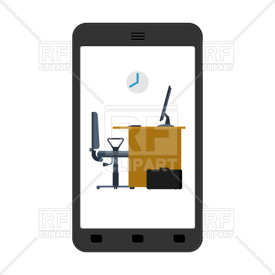 400x400 Office In Smartphone Mobile Workplace In Phone Vector Image