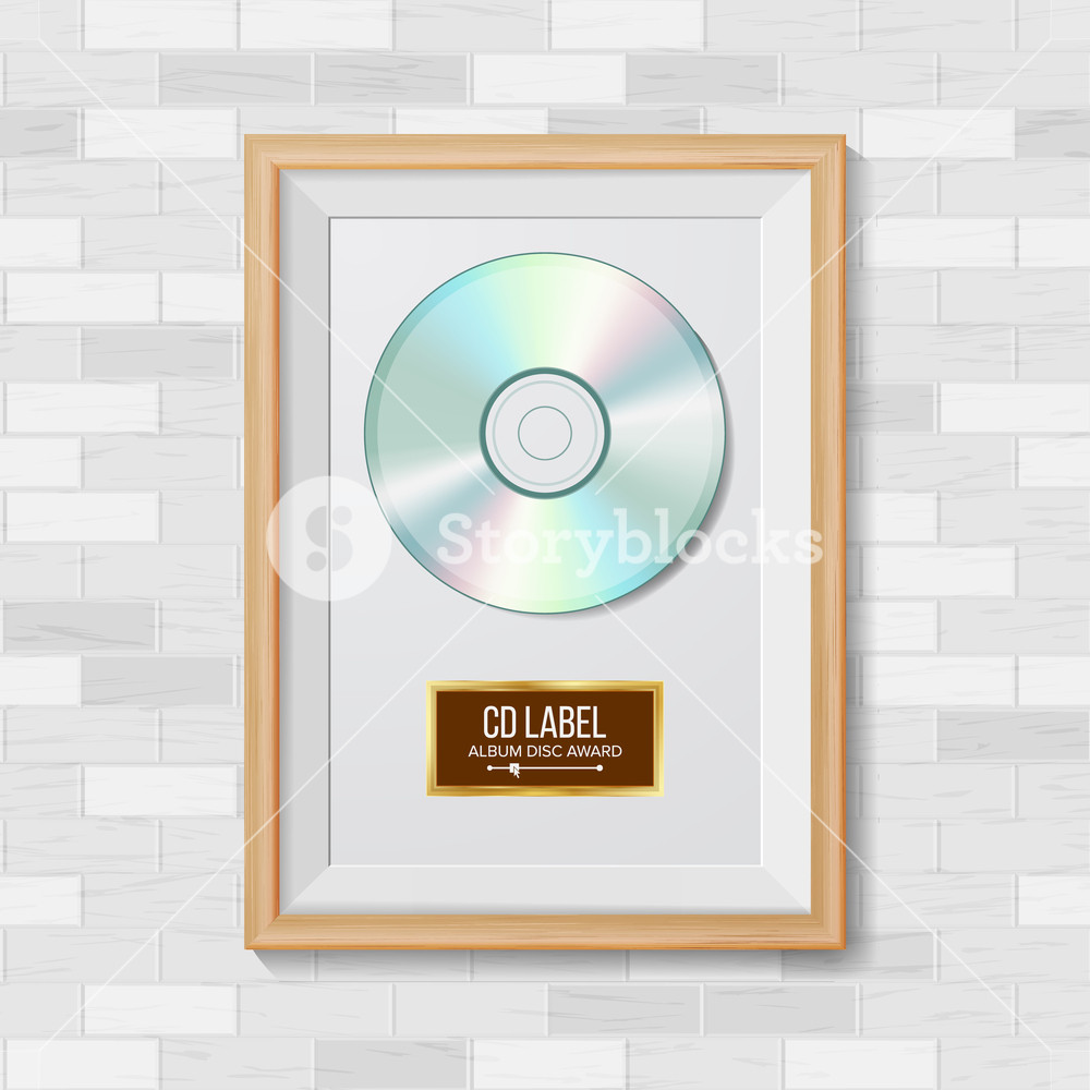 1000x1000 Cd Disc Award Vector Best Seller Musical Trophy Realistic Frame