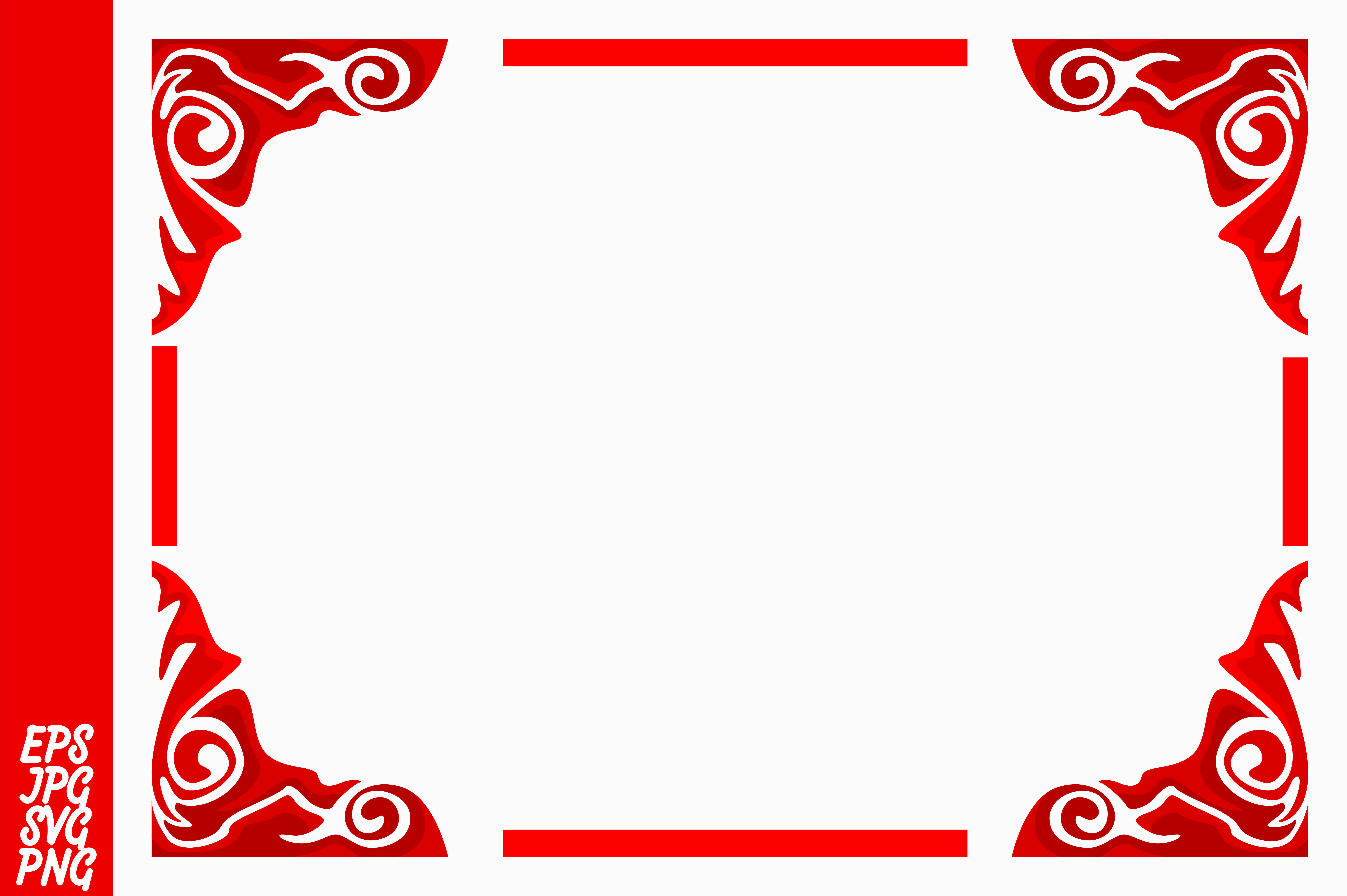7514x5000 Red Ornament Border Vector Graphic