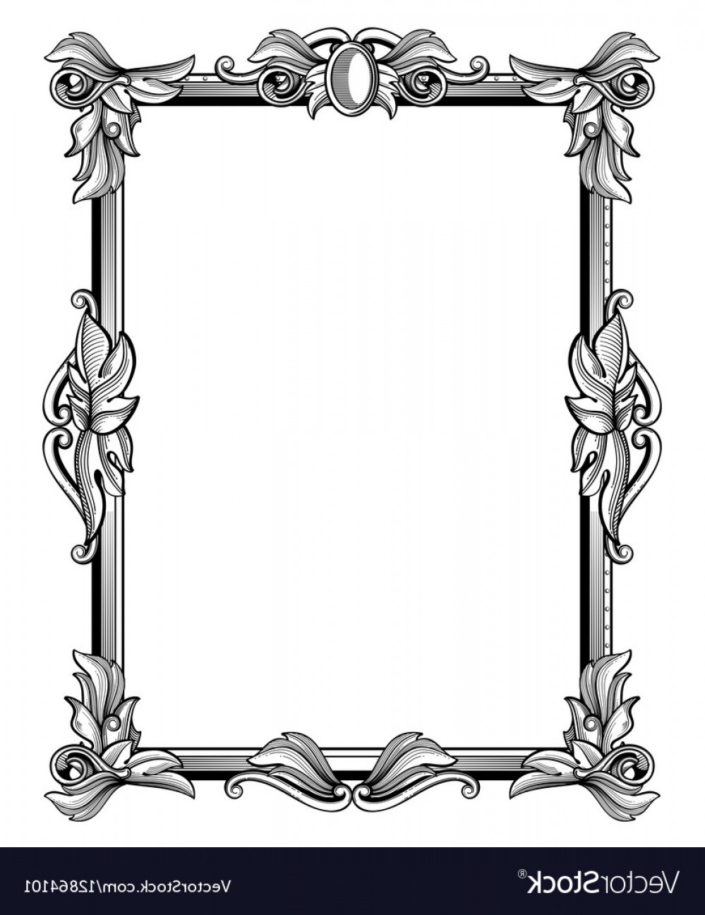 999x1296 Retro Antique Baroque Border Frame With Scroll Vector Soidergi