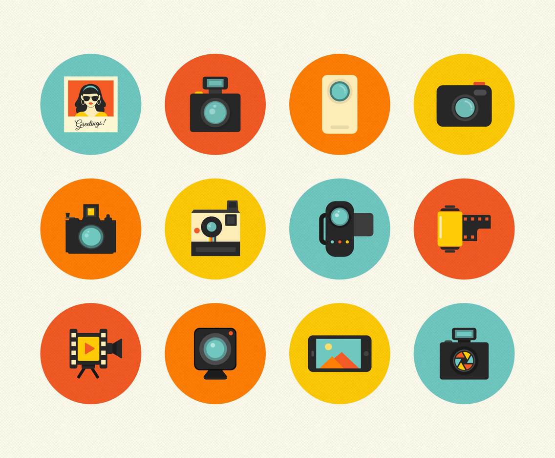 Retro Camera Vector Icon Set Vector Art Graphics 1136x936 Retro Camera Vector Icon Set Vector Art Graphics