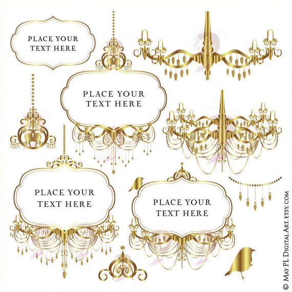 570x570 Chandelier Frame Vector Gold Clipart Vintage Signs Great As Etsy