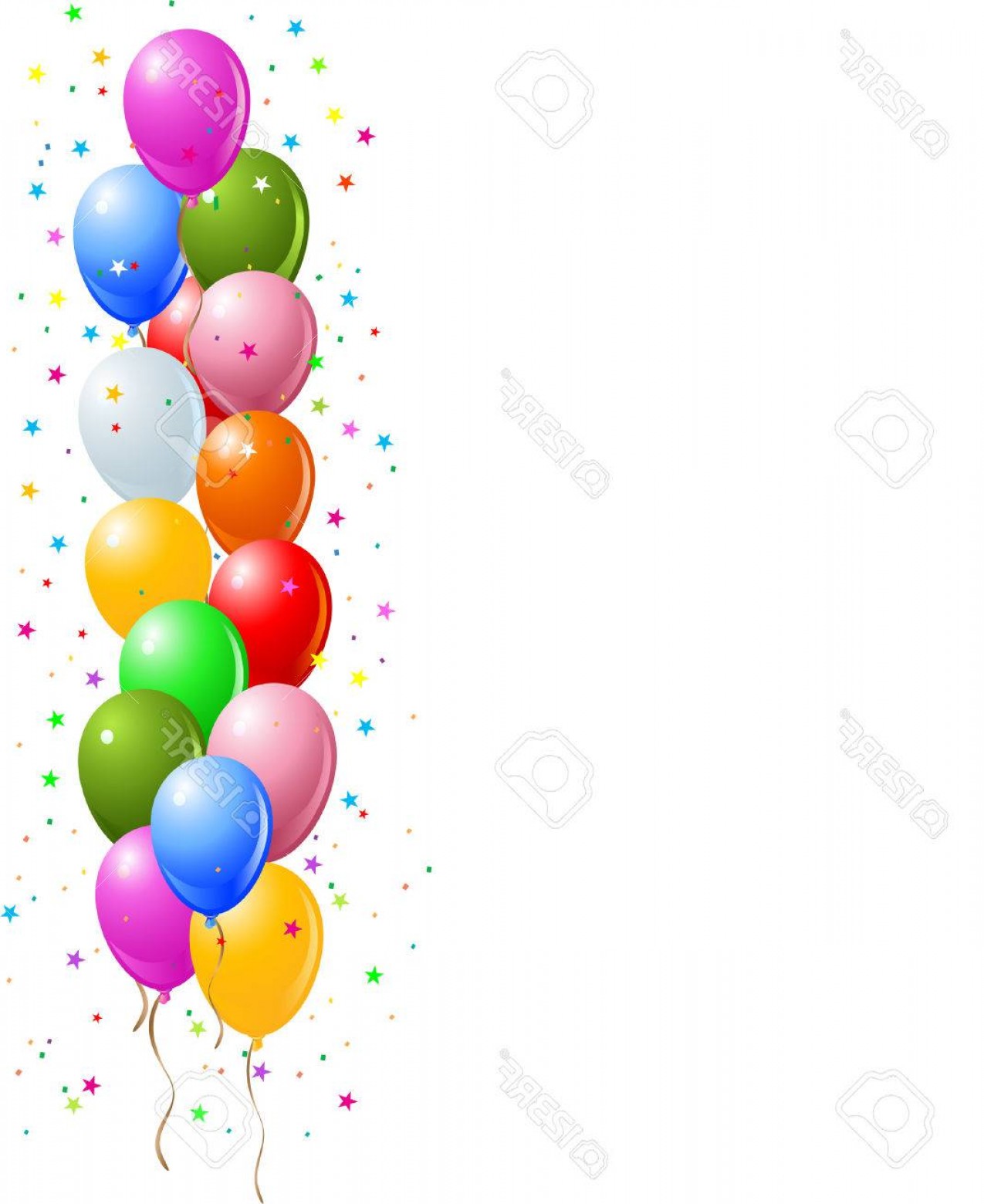 1275x1560 Photorealistic Vector Illustration Of A Shiny Balloons Border