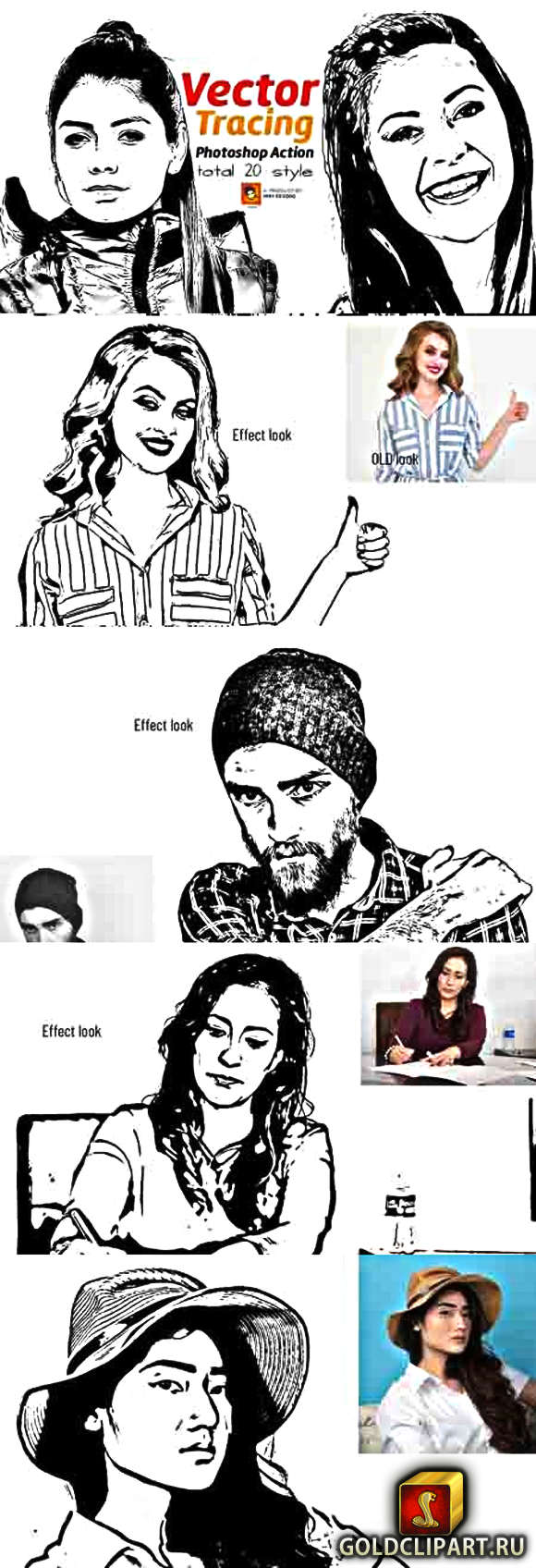 580x1696 Vector Tracing Photoshop Action Goldclipart Ru