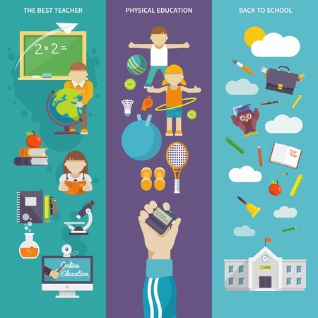 450x450 Best Physical Education Teacher Flat Vertical Banners Set Back