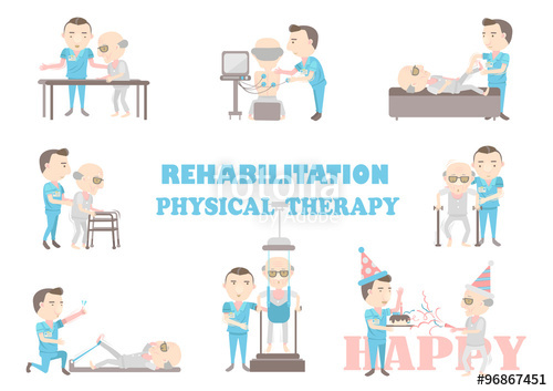 500x353 The Physical Therapy Is Working Caregivers Cartoon Vector