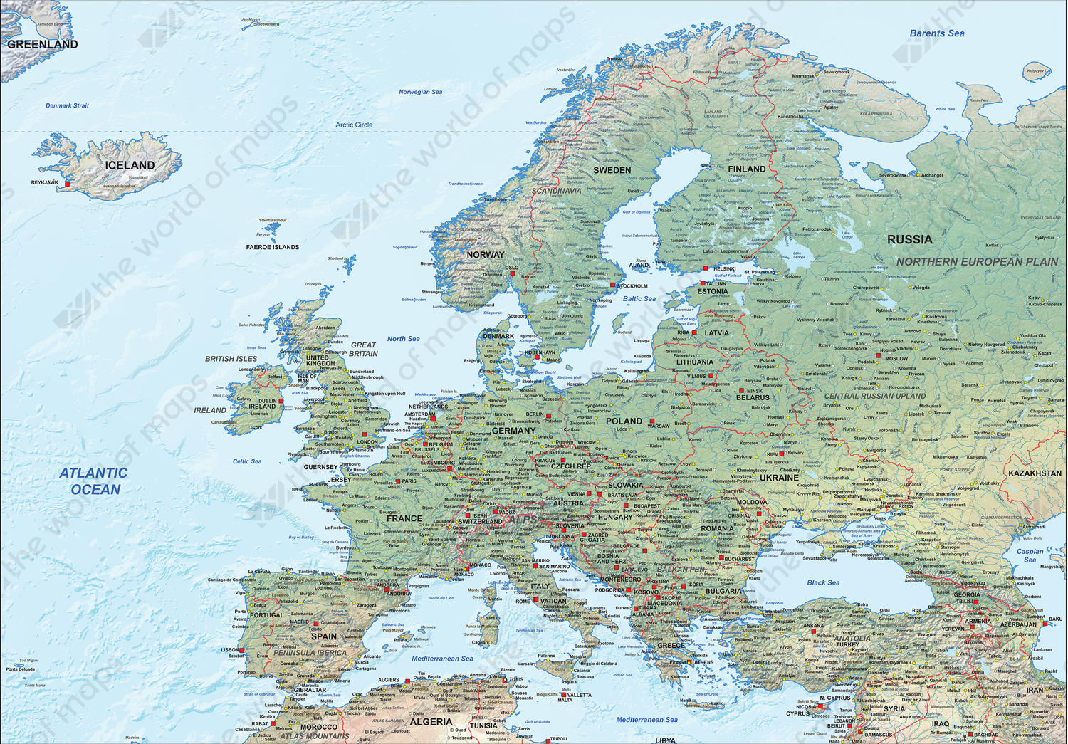 1500x1045 Vector Map Europe Physical The World