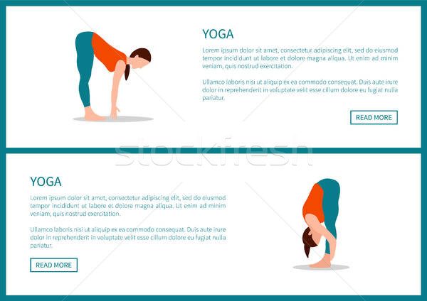 600x424 Yoga Healthy Physical Training, Vector Poster Vector Illustration
